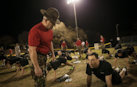 drill sergeant motivates participant during USAA's Zero Day PT
